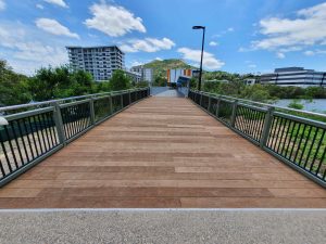 Pedestrian boardwalk built in Townsville outside the Cowboys Stadium by PW Landscapers